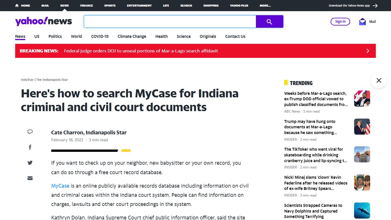 Here's how to search MyCase for Indiana criminal and civil court documents